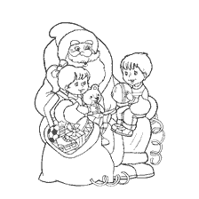 Père Noël avec jouets et enfants