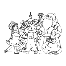 Père Noël avec des enfants à l'arbre de Noël