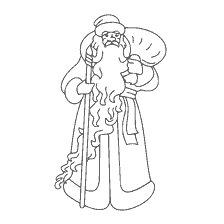 Coloration Père Noël Claus avec un sac sur le dos