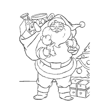 Père Noël avec un sac de cadeaux
