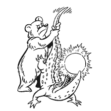 Bear Pulls a Crocodile Holding the Sun