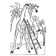 Picture from the coloring book: Aibolith helps the giraffe