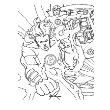 coloring page: Coloring of the Fantastic Four with the character Fire