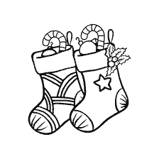 Colorear calcetines de Navidad con ramas de caramelo y abeto