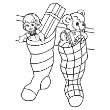 Colorear con calcetines de Navidad y juguetes