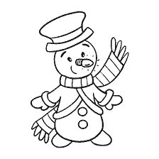 Coloring a snowman with a happy face