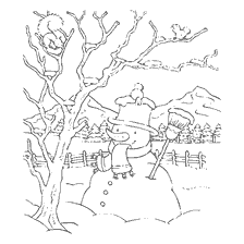 Snowman in scarf and hat