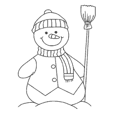 Drawing a cheerful snowman with a broom