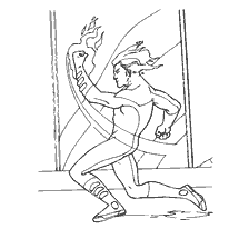 coloring page: Fire superhero from the comic book Fantastic Four