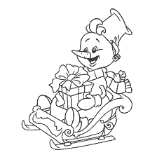 Sledding snowman with gifts