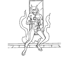 coloring page: Fantastic Four Coloring Character Fire in Battle Position