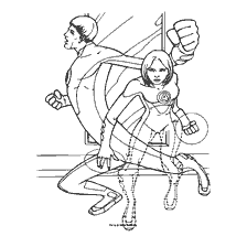 coloring page: The Fantastic Four with Reed Richards and Susan Storm