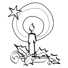 Kleuren met een kerstkaars en sprigs van een scherplijst
