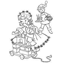 Kinderen bouwen een ontwerper in een kerst kleurboek