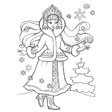 Coloring Snow Maiden con motivi invernali