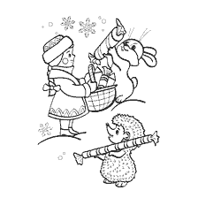 A snow maiden in the winter forest