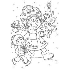 La Vergine di Neve con l'albero di Natale
