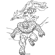 coloring page: Coloring Fantastic Four with Torch and Stone