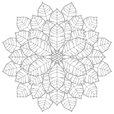 Contour schilderen van een ongewone sneeuwvlok met bladeren