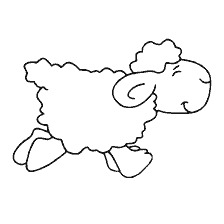 Een tekening van een grappig schaap door een veld