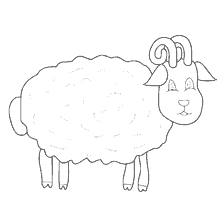 Kleuren met een schaap klaar om te schilderen