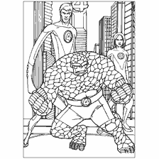coloring page: The Fantastic Four with Troy (The Thing) and Other Characters