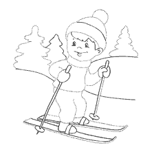 Seun wat in die bos ski