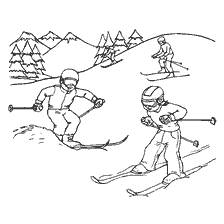 Mountain skiing in winter