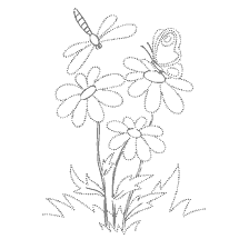 coloring page: Coloring with butterfly and flower