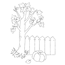 Autunno colorato con legno, recinzione e zucca