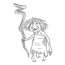 coloriage: Grand-mère coloriée de la famille Croods