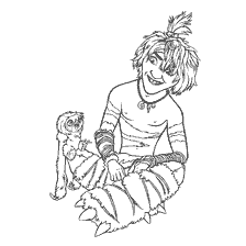 coloriage: Coloration avec Malaya et son amie de la famille Croods