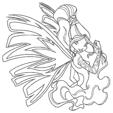 Coloriage Layla en tenue Sirenix avec ailes magiques