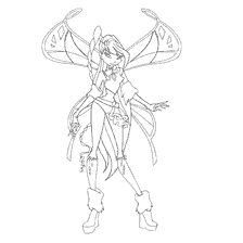 Coloring Musa Loveviks with large wings and original outfit