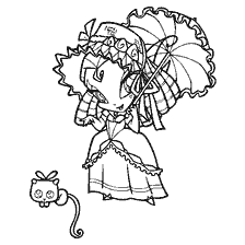 Pixie Tune colorindo com um gatinho.