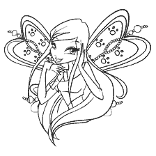 Disegno della principessa Roxy da Winx Club nello stile di Belivix per la colorazione