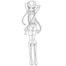 Contour coloração do personagem Stella em roupas elegantes