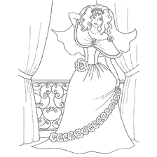 Drawing of the bride in a beautiful dress with a transparent veil