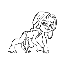 coloring page: Tarzan on all fours, ready for adventure