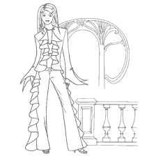 Coloring the bride in a trouser suit with shuttles
