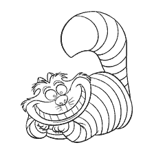 coloriage: Cheshire chat d'Alice au pays des merveilles - livre de coloriage