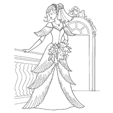 Drawing a bride in a wedding dress with flowers