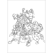 coloriage: Alice et cartes peignent des roses au pays des merveilles