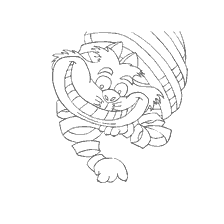 coloriage: Coloration du chat Cheshire d'Alice au Pays des Merveilles