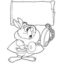 coloriage: Lapin blanc dessin d'Alice au pays des merveilles
