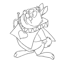 coloriage: Lapin blanc dessin d'Alice au pays des merveilles