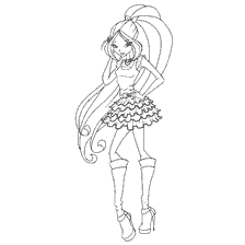 Dibujo de Flora en una falda corta