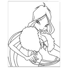 Flora para colorear de Winx Club en una capa suave
