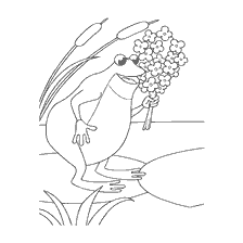 Thumbelina and Toad with a bouquet