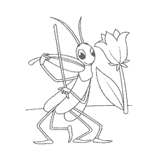 Grasshopper avec violon et fleur